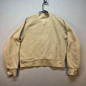 REI Co-op Sweatshirt Women Medium Beige Fleece Mock Neck Pullover Thermal Pocket